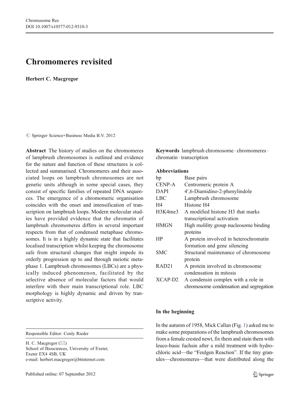 Chromomeres Revisited