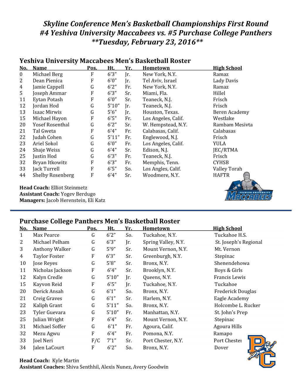 Skyline Conference Men's Basketball Championships First Round #4