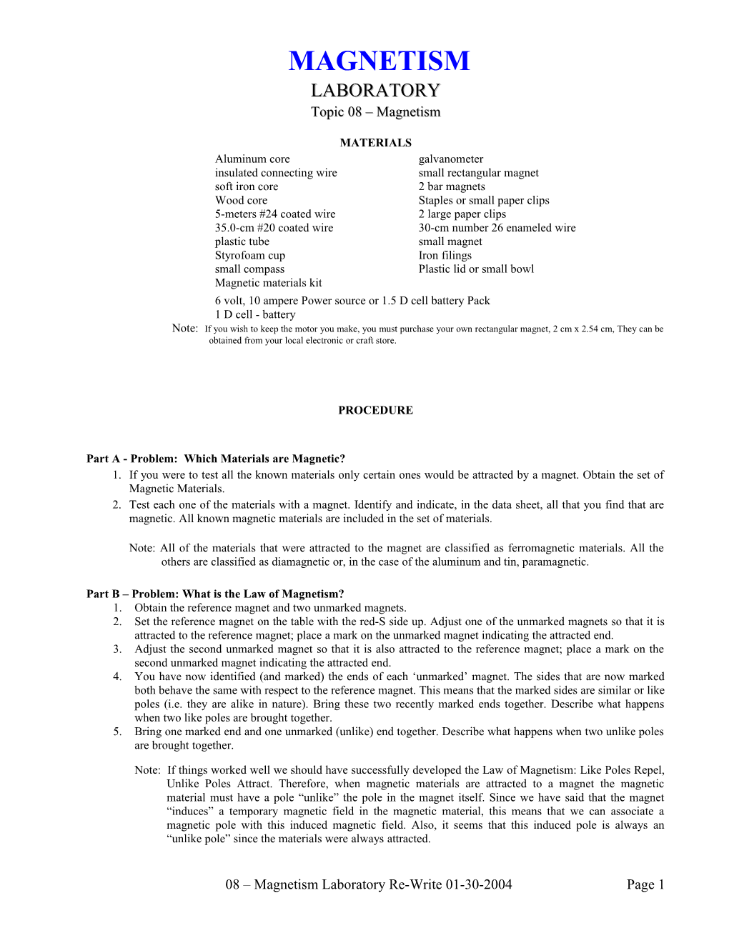 Topic 08 Magnetism