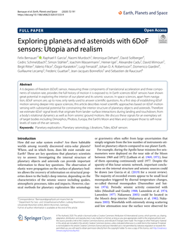 Exploring Planets and Asteroids with 6Dof Sensors: Utopia and Realism Felix Bernauer1* , Raphael F