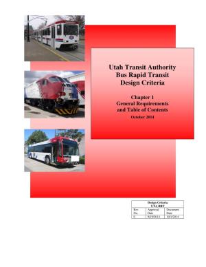 Utah Transit Authority Bus Rapid Transit Design Criteria