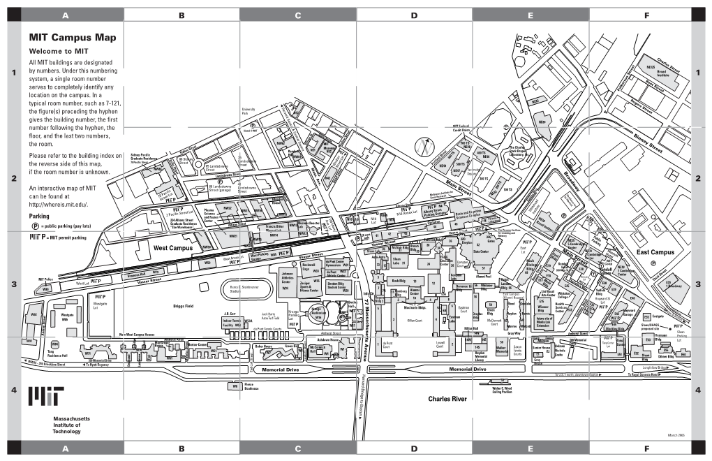 MIT Campus Map Welcome to MIT #HARLES�3TREET All MIT Buildings Are Designated .% by Numbers