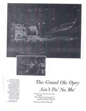 The Grand Ole Opry Ain't Po' No