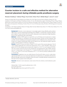 Counter Incision Is a Safe and Effective Method for Alternative Reservoir Placement During Inflatable Penile Prosthesis Surgery