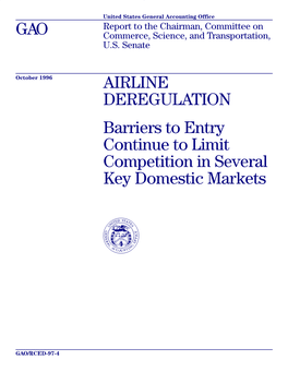 RCED-97-4 Airline Deregulation