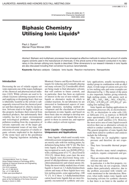 Biphasic Chemistry Utilising Ionic Liquidsa