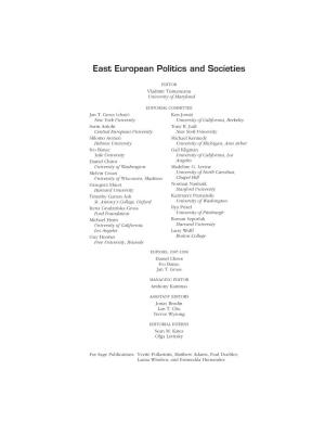 East European Politics and Societies