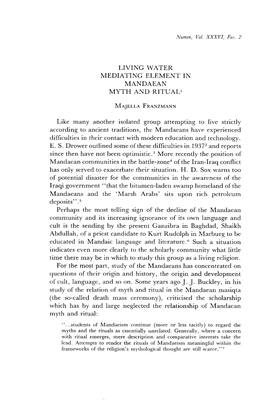 Living Water Mediating Element in Mandaean Myth and Ritual1