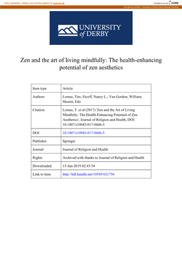 The Health-Enhancing Potential of Zen Aesthetics