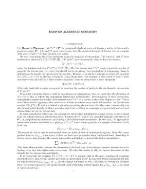 DERIVED ALGEBRAIC GEOMETRY 1. Introduction 1.1. Bezout's Theorem