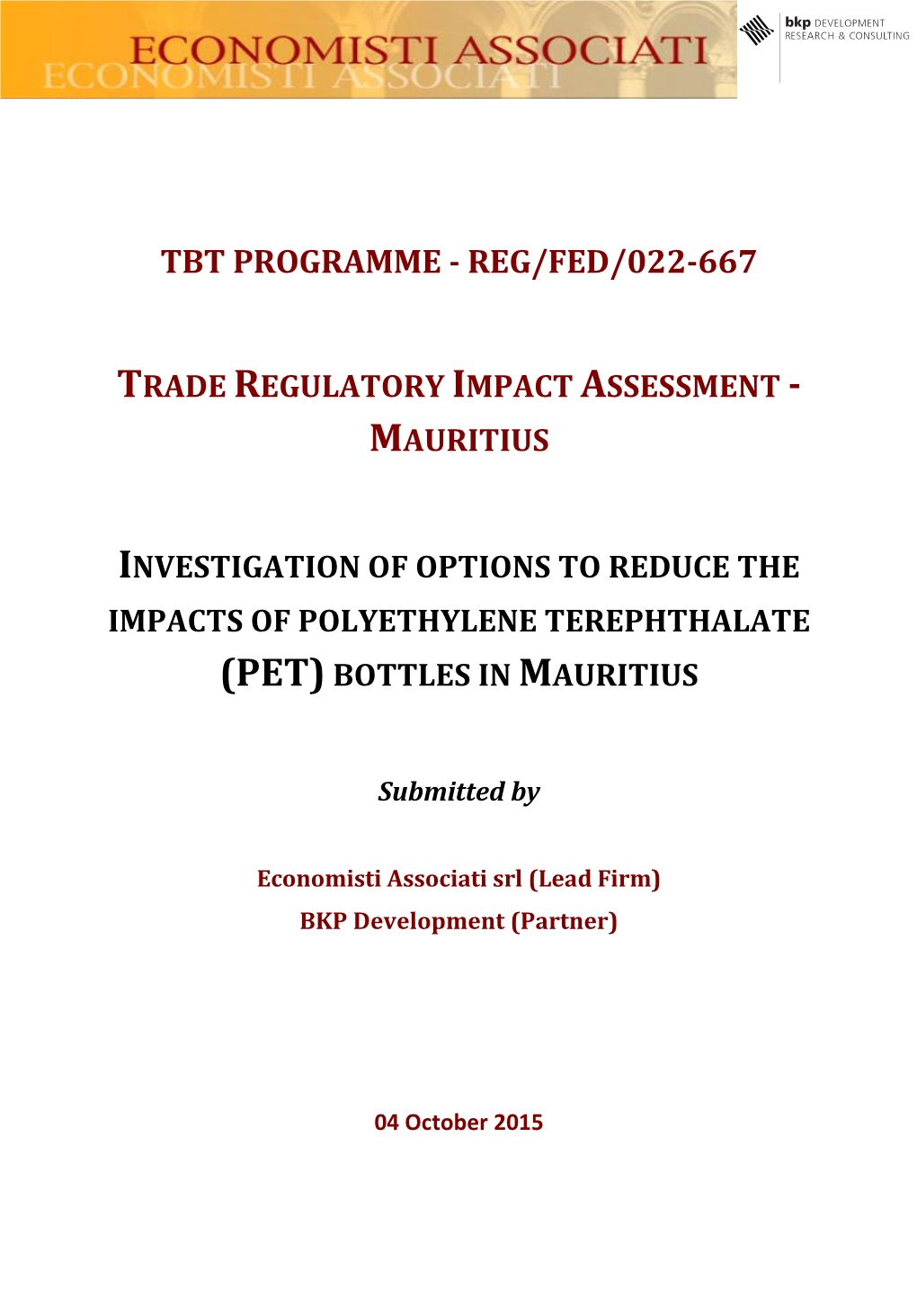 Tbt Programme - Reg/Fed/022-667