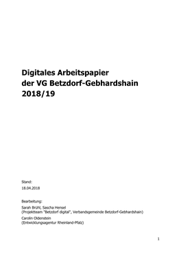 Digitales Arbeitspapier Der VG Betzdorf-Gebhardshain 2018/19