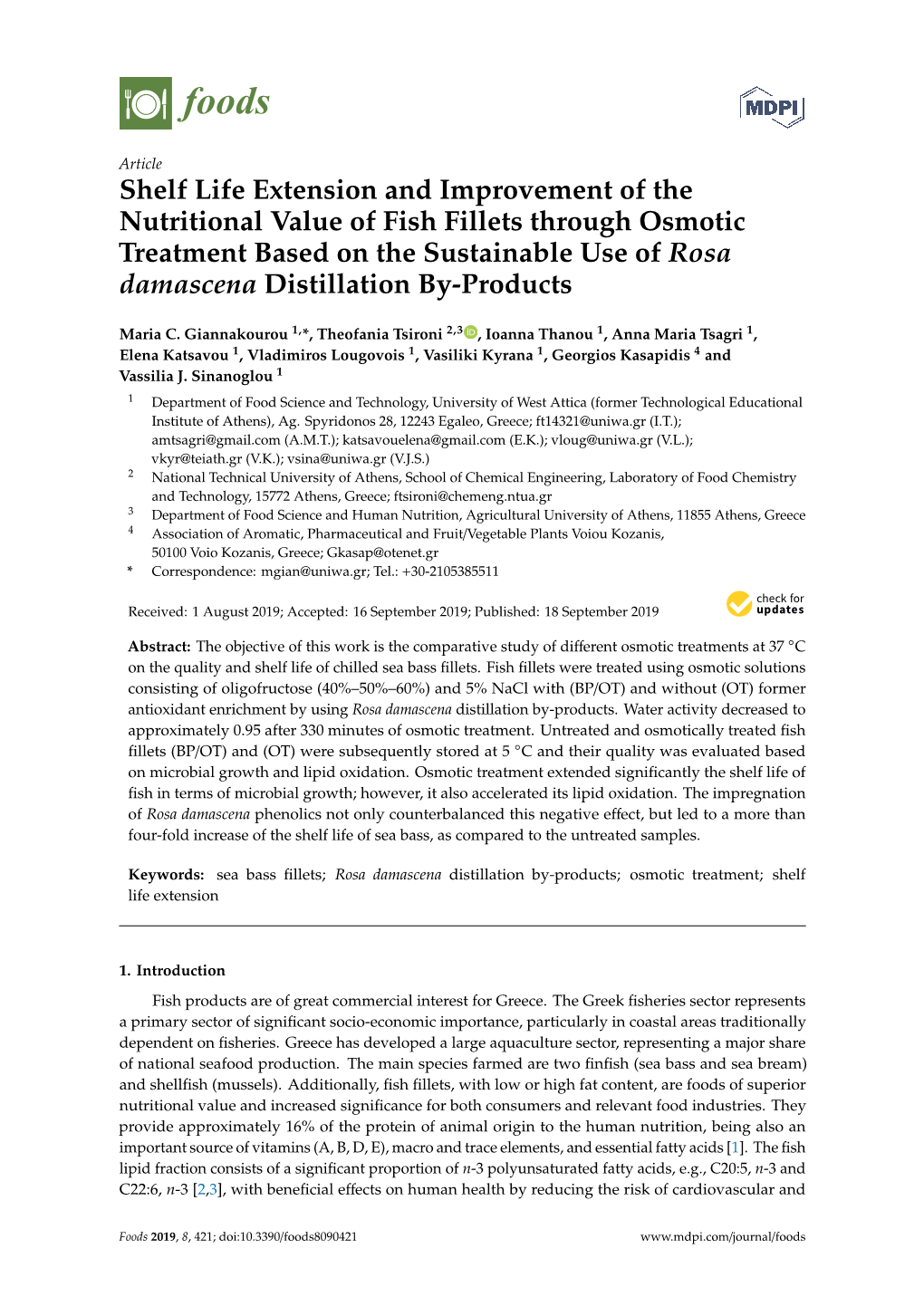 Shelf Life Extension and Improvement of the Nutritional Value of Fish