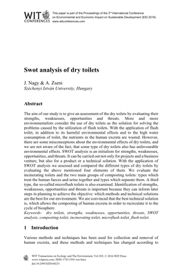 Swot Analysis of Dry Toilets