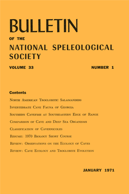 Bulletin of the NATIONAL SPELEOLOGICAL SOCIETY