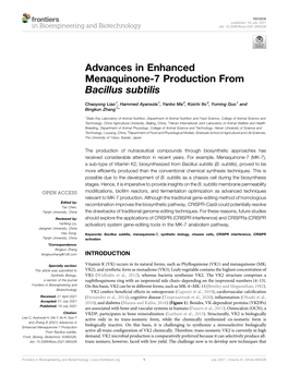 Advances in Enhanced Menaquinone-7 Production from Bacillus Subtilis