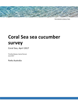 Coral Sea Sea Cucumber Survey, 2017