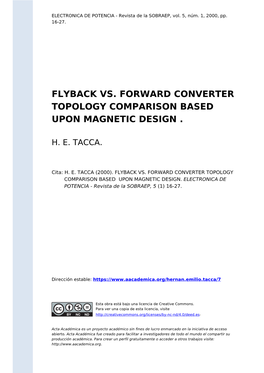 Flyback Vs. Forward Converter Topology Comparison Based Upon Magnetic Design
