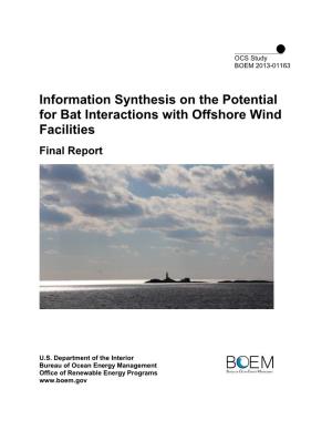 Information Synthesis on the Potential for Bat Interactions with Offshore Wind Facilities