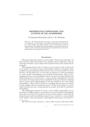 Differential Operators and Actions of Lie Algebroids