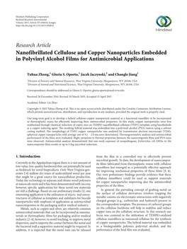 Nanofibrillated Cellulose and Copper Nanoparticles Embedded in Polyvinyl Alcohol Films for Antimicrobial Applications