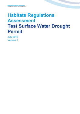 Habitats Regulations Assessment Test Surface Water Drought Permit
