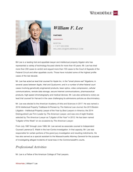 William F. Lee | Wilmerhale