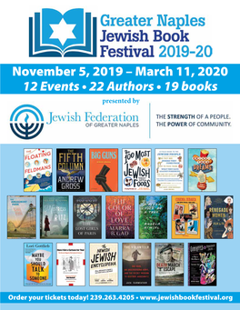 November 5, 2019 – March 11, 2020 12 Events • 22 Authors • 19 Books Presented By
