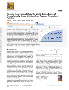 Accurate Computational Model for the Hydration Extent of Atmospherically Relevant Carbonyls on Aqueous Atmospheric Particles Matthew J