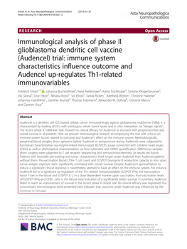 Immunological Analysis of Phase II Glioblastoma Dendritic Cell Vaccine