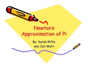Newton's Approximation of Pi