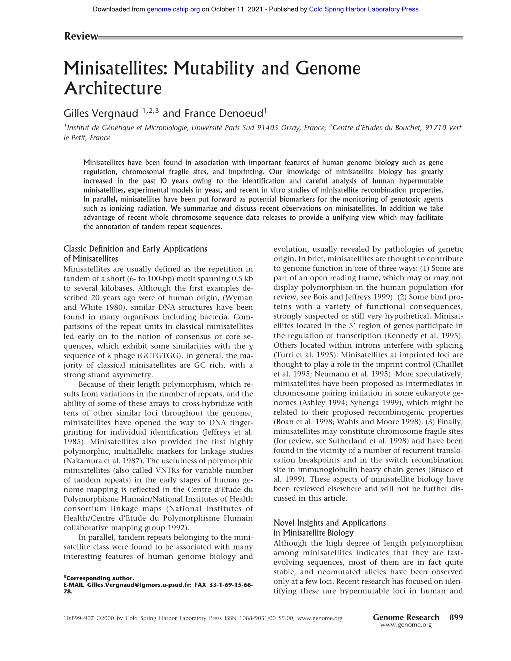 Minisatellites: Mutability and Genome Architecture