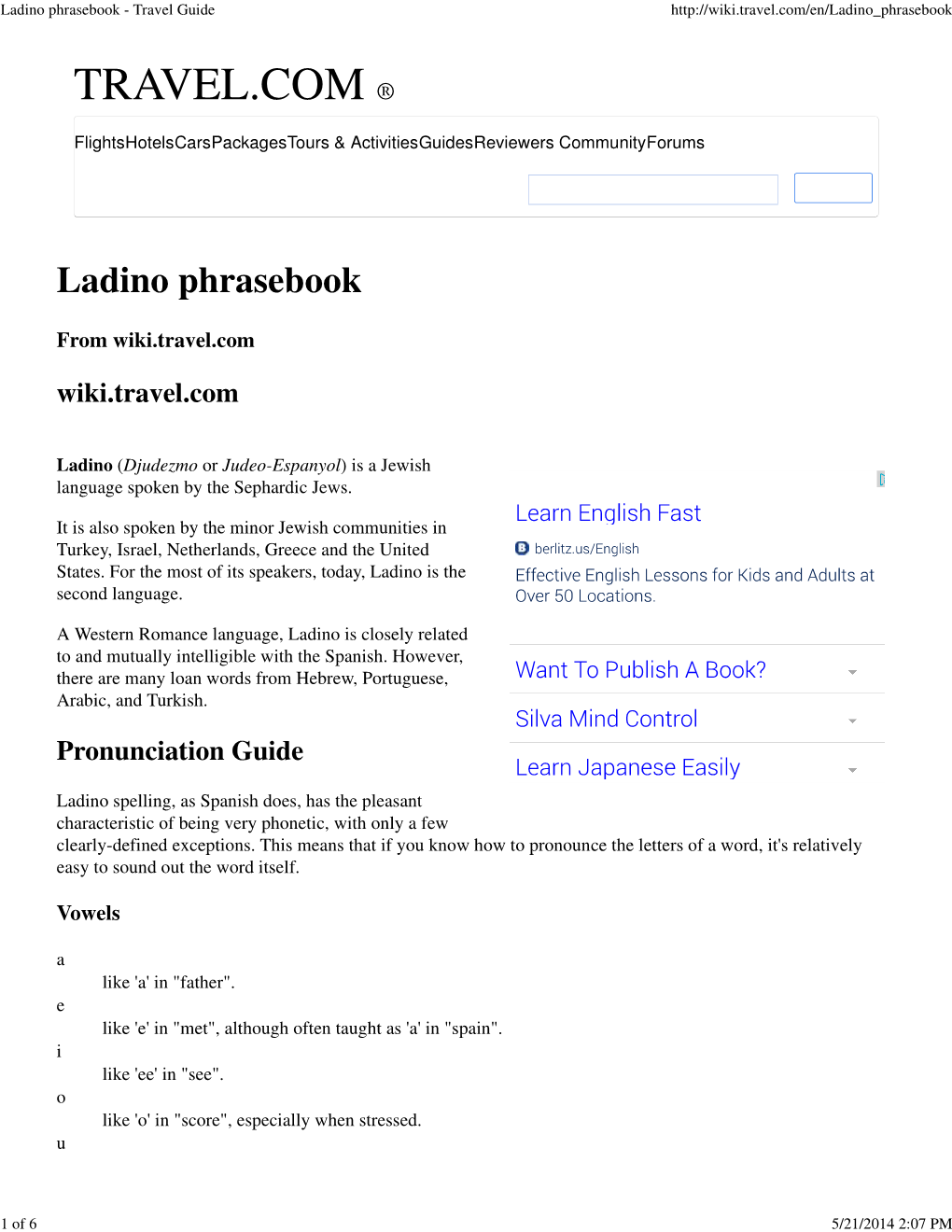 Ladino Phrasebook - Travel Guide