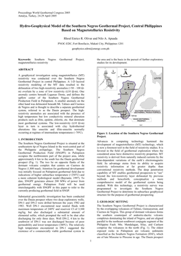 Hydro-Geophysical Model of the Southern Negros Geothermal Project, Central Philippines Based on Magnetotellurics Resistivity