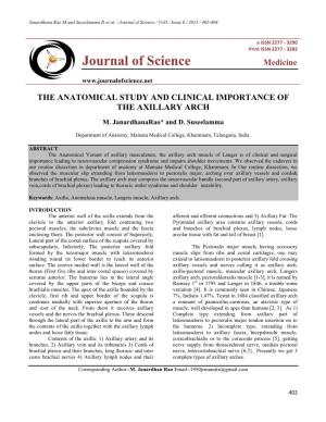 The Anatomical Study and Clinical Importance of the Axillary Arch