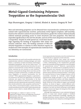 Terpyridine As the Supramolecular Unit