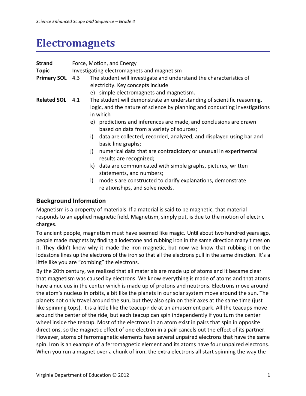 Science Enhanced Scope and Sequence Grade 4