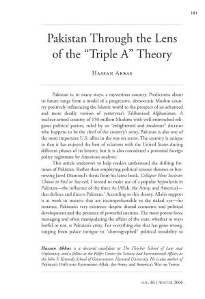 Pakistan Through the Lens of the “Triple A” Theory