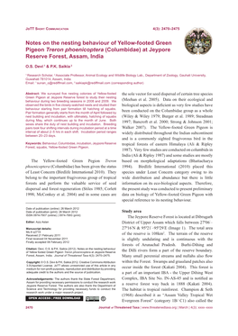 Notes on the Nesting Behaviour of Yellow Footed Green Pigeon Treron Phoenicoptera at Jeypore Reserve the Dilli Rivers Form a Part of the Reserve Boundary