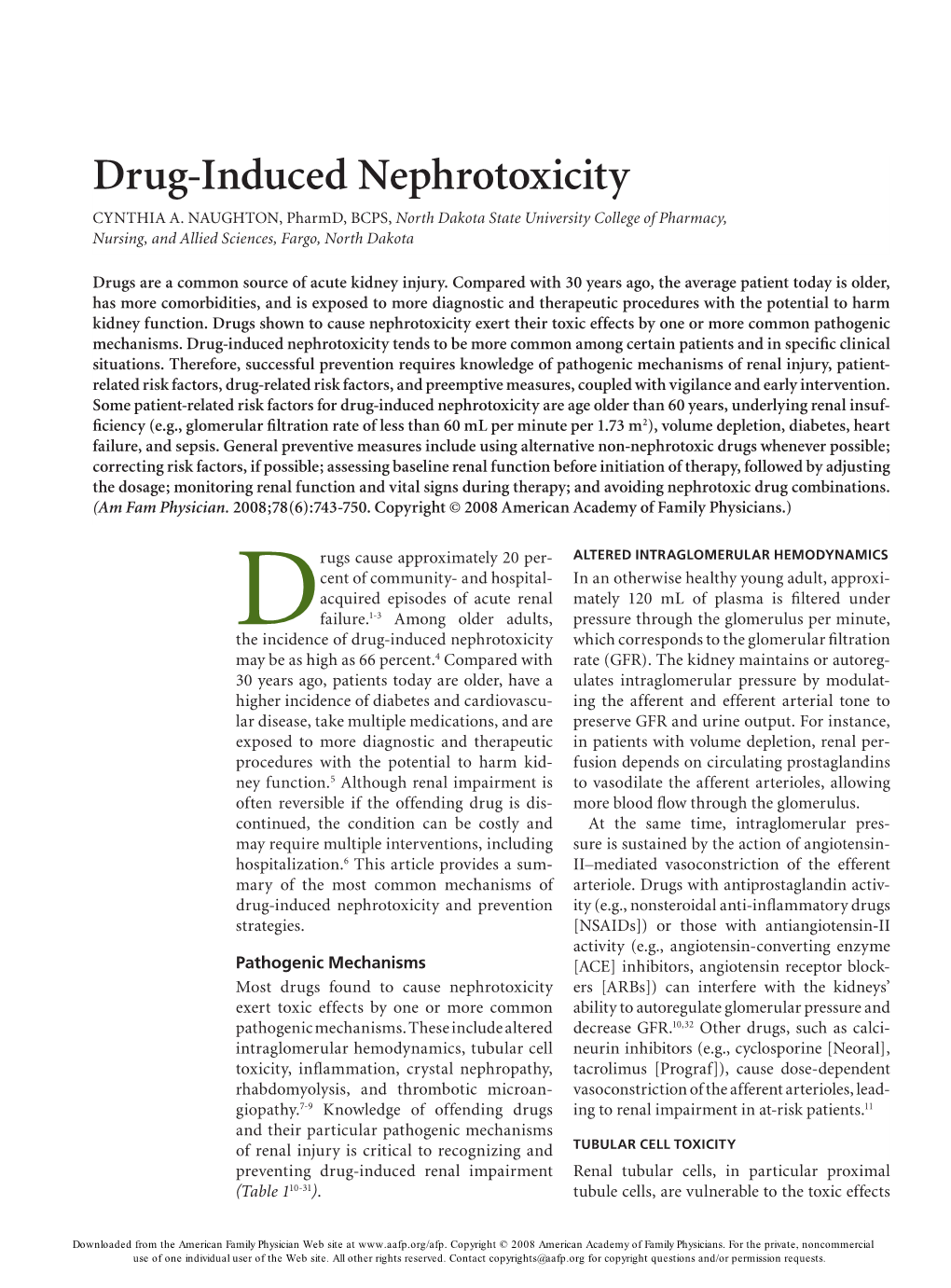 Drug-Induced Nephrotoxicity Cynthia A