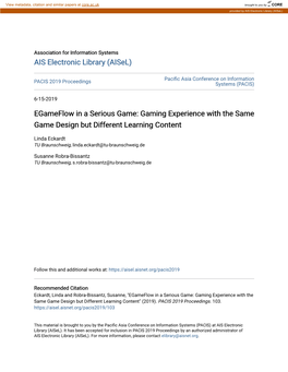 Egameflow in a Serious Game: Gaming Experience with the Same Game Design but Different Learning Content