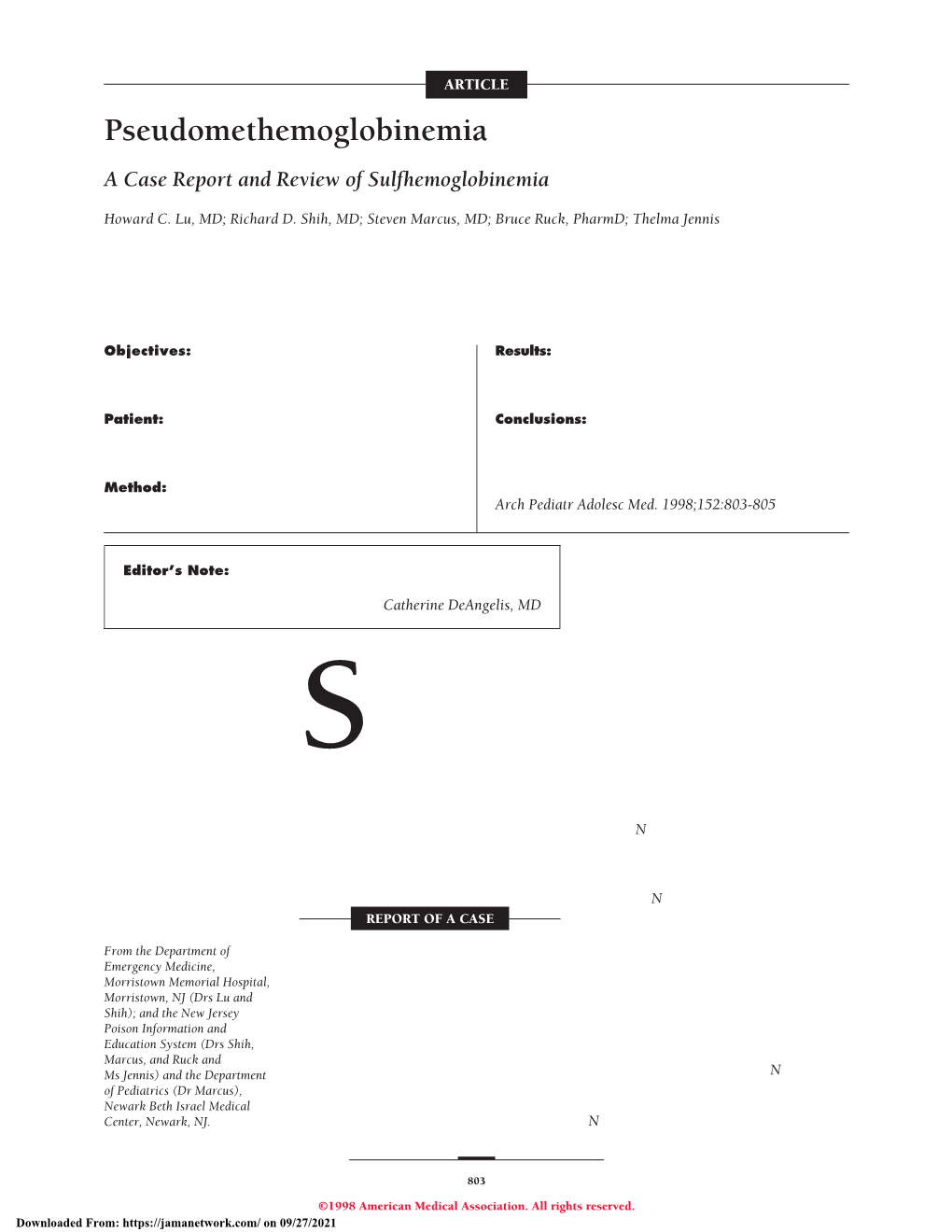 A Case Report and Review of Sulfhemoglobinemia
