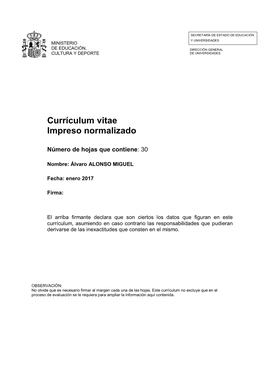 Currículum Vitae Impreso Normalizado