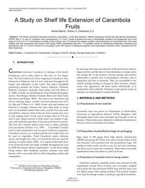 A Study on Shelf Life Extension of Carambola Fruits Ashok Rathod., Shoba, H, Chidanand, D.V