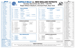 Buffalo Bills Vs. New England Patriots No Name Pos 4 Brian Brohm