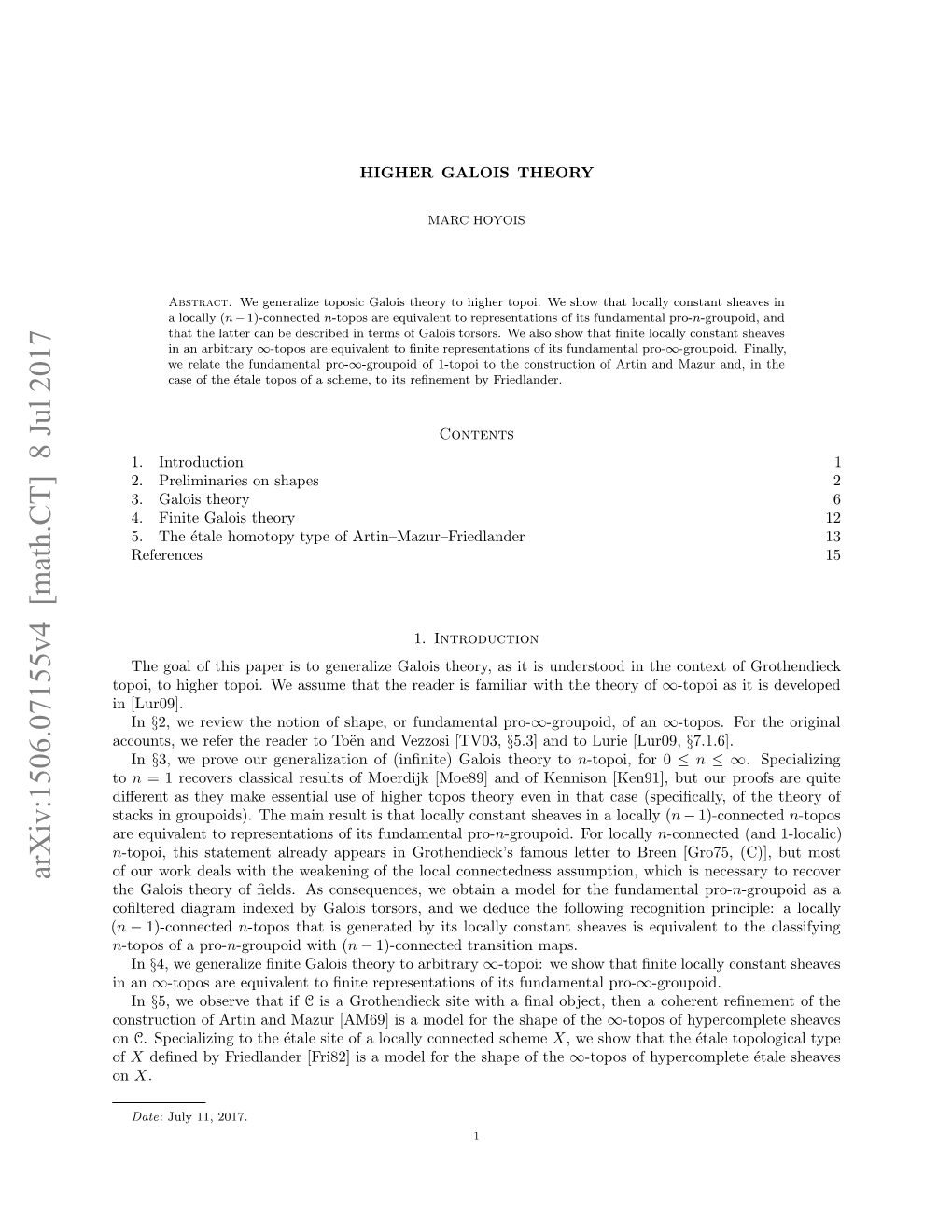 Higher Galois Theory