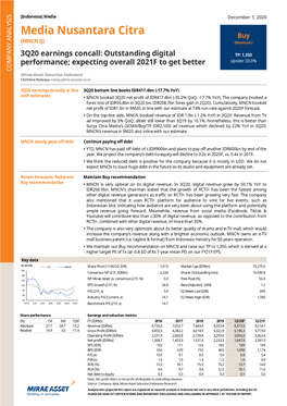 Media Nusantara Citra Buy (MNCN IJ) (Maintain)