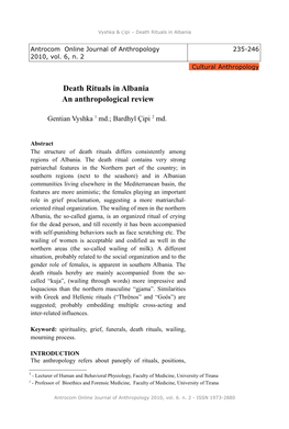 Death Rituals in Albania an Anthropological Review