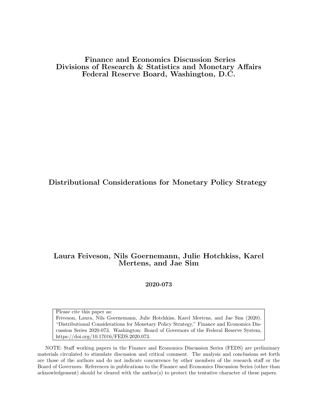 Distributional Considerations for Monetary Policy Strategy