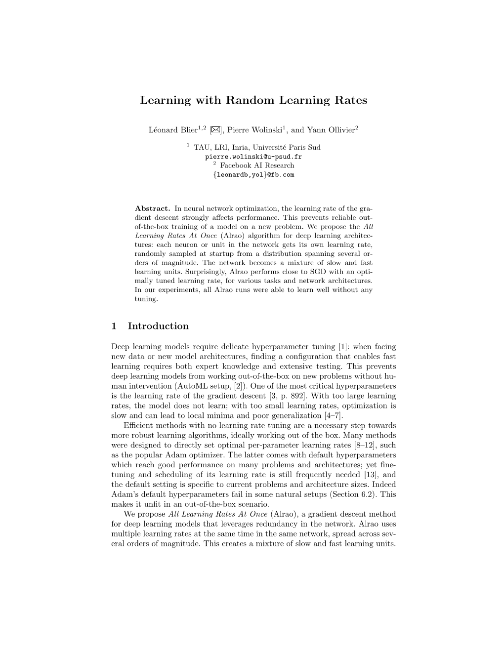 Learning with Random Learning Rates